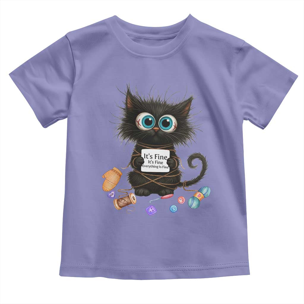 Funny Cat Crochet Lover Toddler T Shirt Its Fine I am Fine Everything Is Fine - Wonder Print Shop