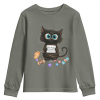 Funny Cat Crochet Lover Youth Sweatshirt Its Fine I am Fine Everything Is Fine - Wonder Print Shop