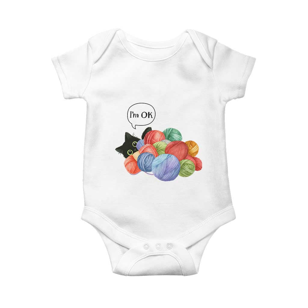 I’m OK Baby Onesie Cat Tangled In Yarn Funny Crochet Gift - Wonder Print Shop