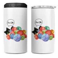 I’m OK 4 in 1 Can Cooler Tumbler Cat Tangled In Yarn Funny Crochet Gift - Wonder Print Shop