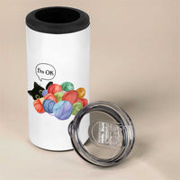 I’m OK 4 in 1 Can Cooler Tumbler Cat Tangled In Yarn Funny Crochet Gift - Wonder Print Shop