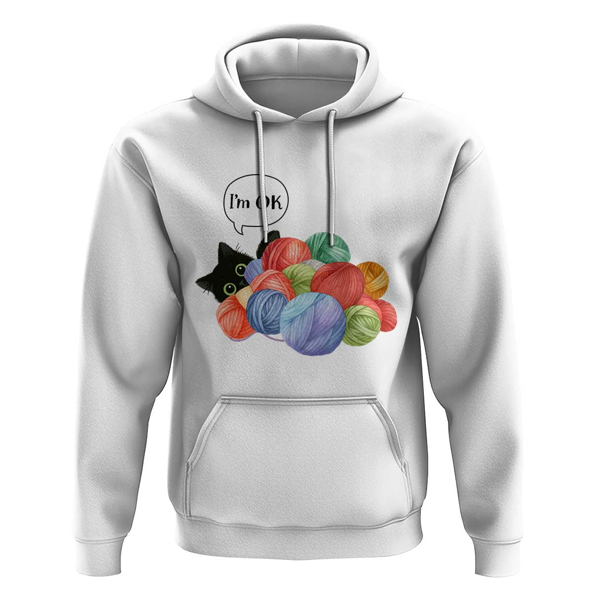 I’m OK Hoodie Cat Tangled In Yarn Funny Crochet Gift - Wonder Print Shop
