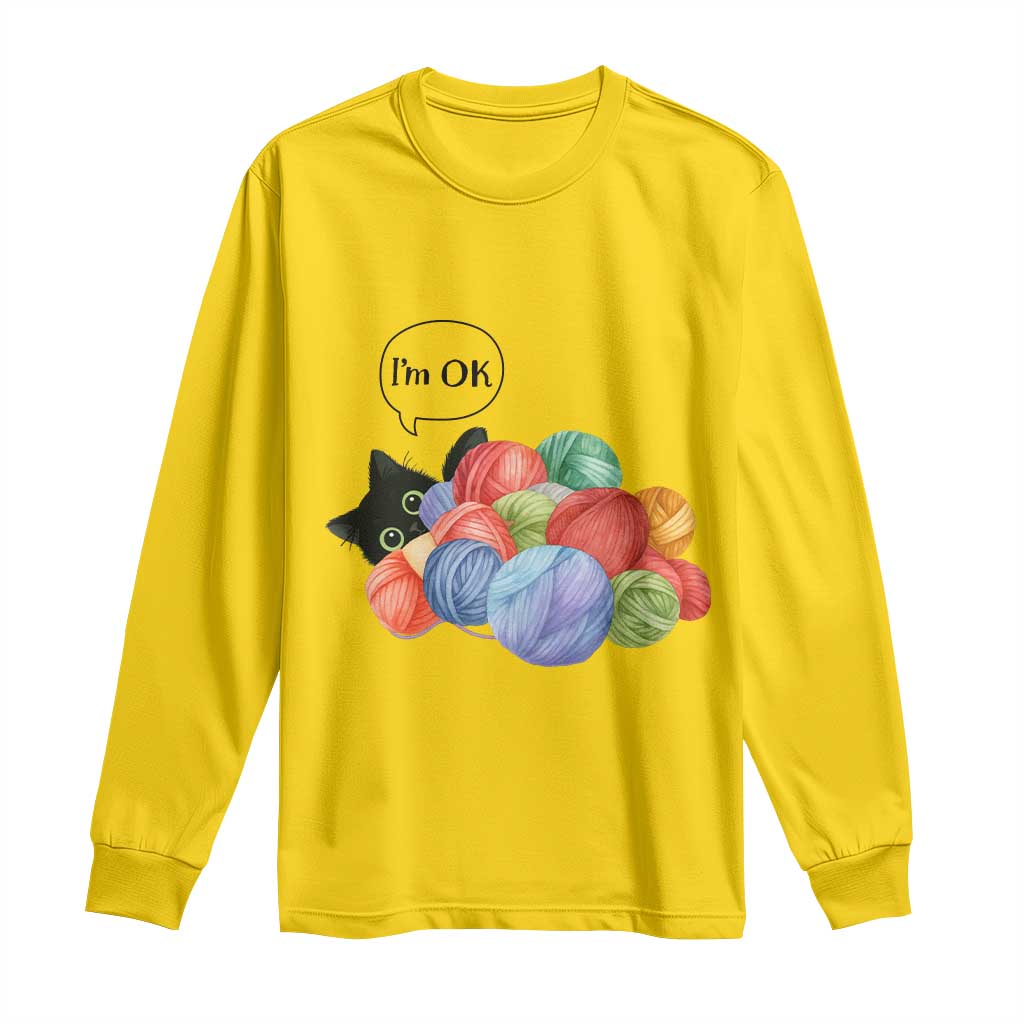 I’m OK Long Sleeve Shirt Cat Tangled In Yarn Funny Crochet Gift - Wonder Print Shop