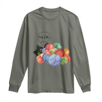I’m OK Long Sleeve Shirt Cat Tangled In Yarn Funny Crochet Gift - Wonder Print Shop