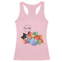 I’m OK Racerback Tank Top Cat Tangled In Yarn Funny Crochet Gift - Wonder Print Shop