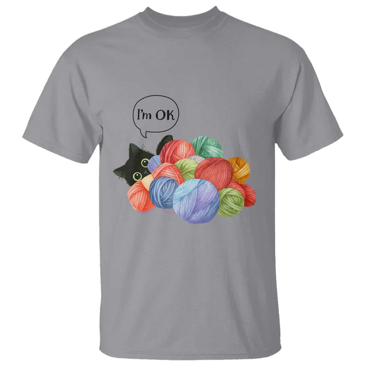 I’m OK T Shirt Cat Tangled In Yarn Funny Crochet Gift - Wonder Print Shop