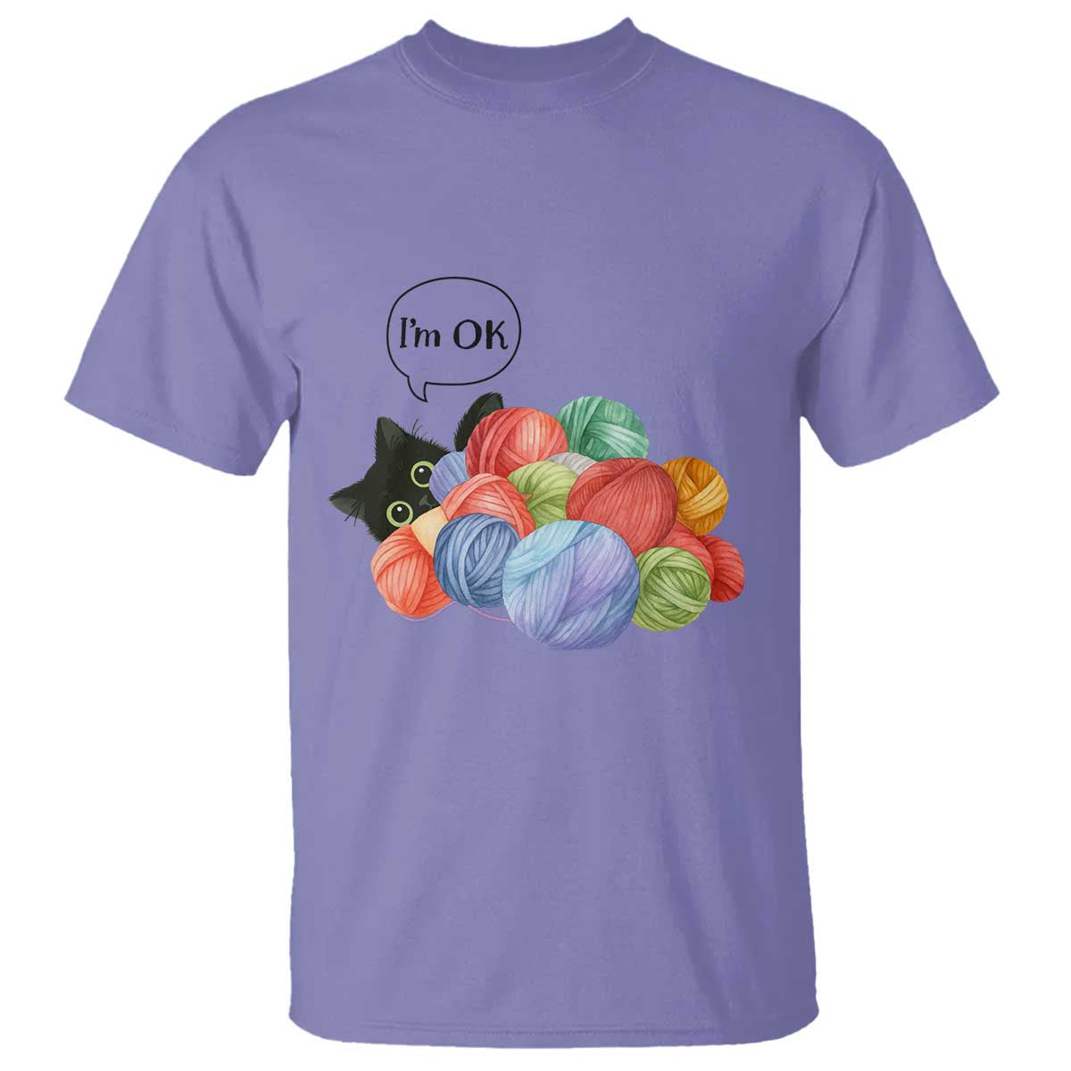 I’m OK T Shirt Cat Tangled In Yarn Funny Crochet Gift - Wonder Print Shop