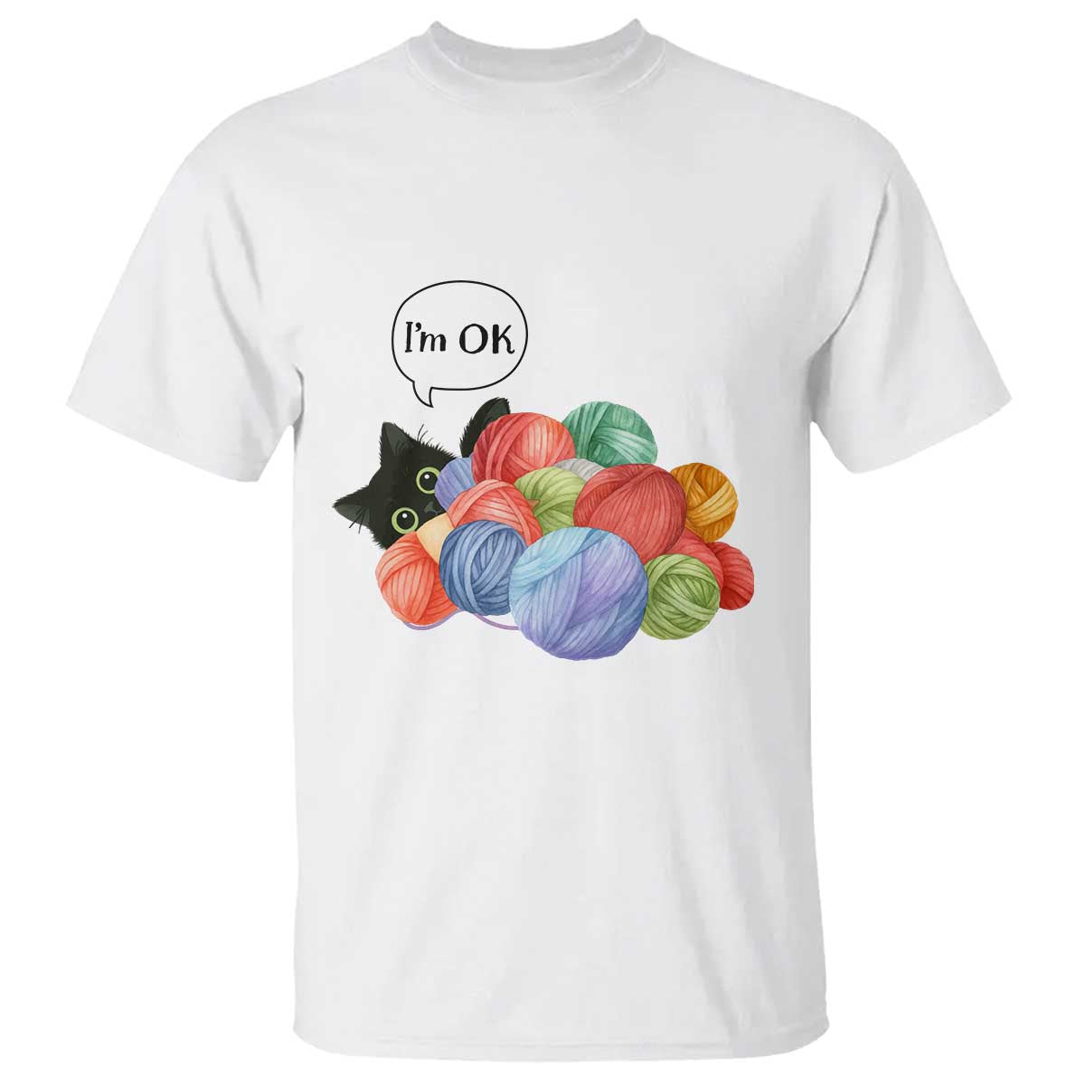 I’m OK T Shirt Cat Tangled In Yarn Funny Crochet Gift - Wonder Print Shop