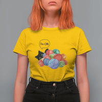 I’m OK T Shirt For Women Cat Tangled In Yarn Funny Crochet Gift - Wonder Print Shop
