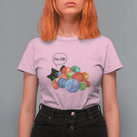 I’m OK T Shirt For Women Cat Tangled In Yarn Funny Crochet Gift - Wonder Print Shop