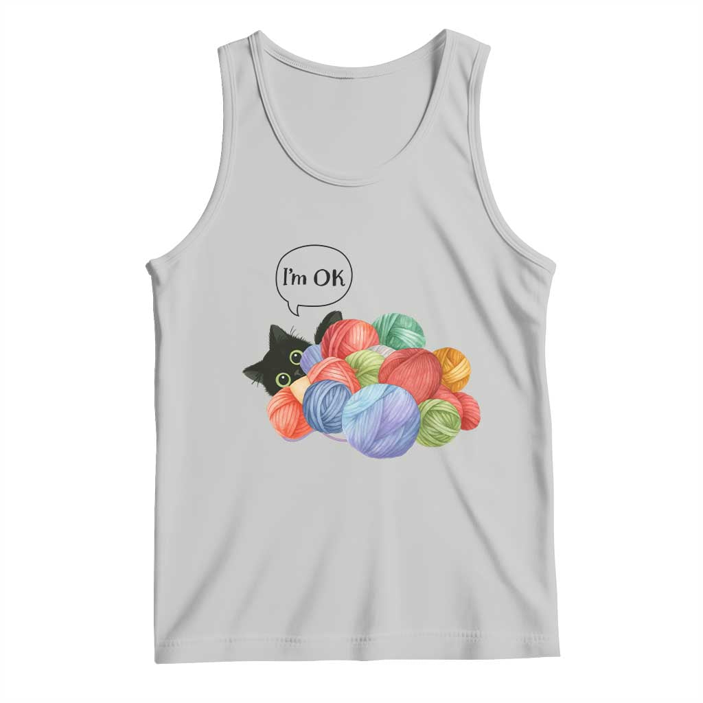 I’m OK Tank Top Cat Tangled In Yarn Funny Crochet Gift - Wonder Print Shop