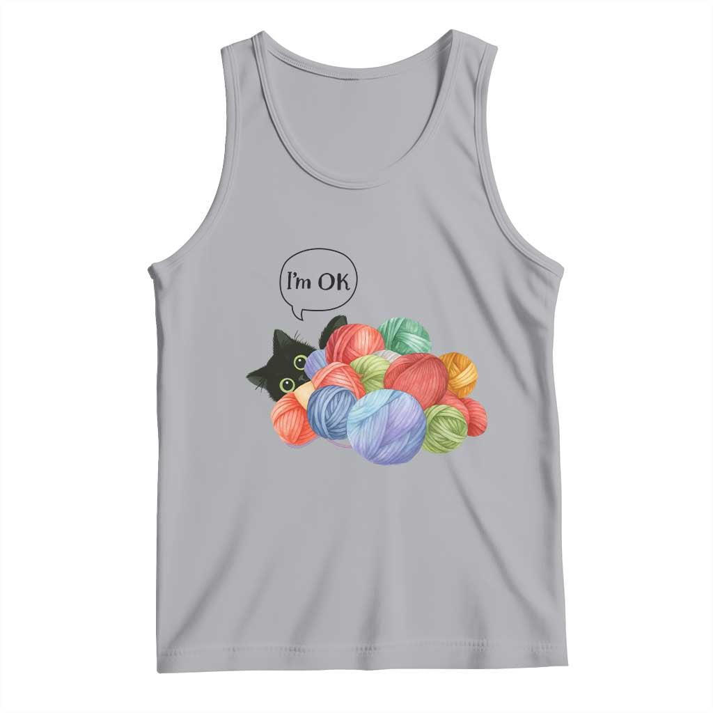 I’m OK Tank Top Cat Tangled In Yarn Funny Crochet Gift - Wonder Print Shop