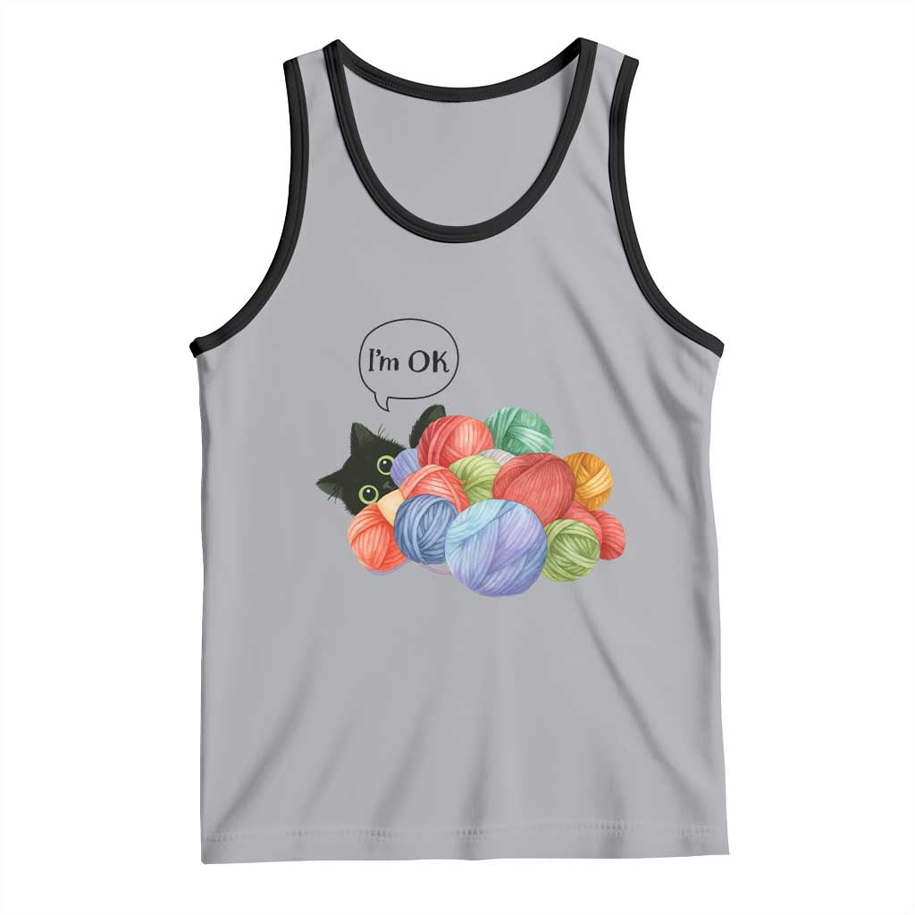 I’m OK Tank Top Cat Tangled In Yarn Funny Crochet Gift - Wonder Print Shop