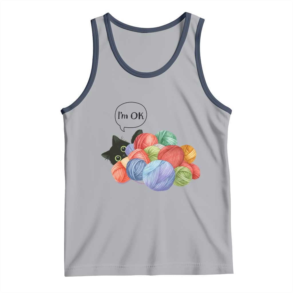 I’m OK Tank Top Cat Tangled In Yarn Funny Crochet Gift - Wonder Print Shop