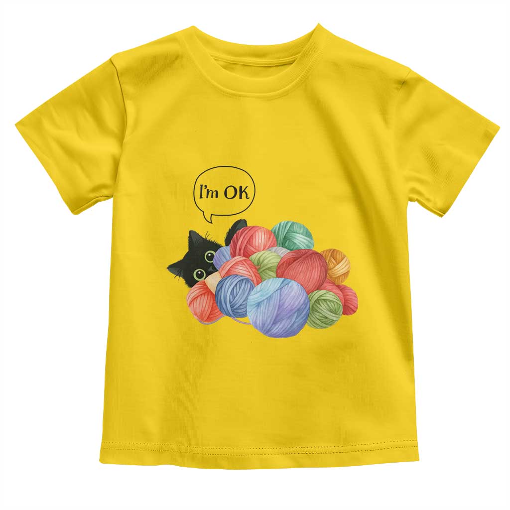 I’m OK Toddler T Shirt Cat Tangled In Yarn Funny Crochet Gift - Wonder Print Shop