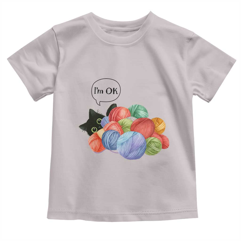 I’m OK Toddler T Shirt Cat Tangled In Yarn Funny Crochet Gift - Wonder Print Shop
