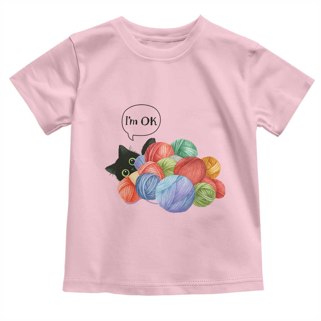 I’m OK Toddler T Shirt Cat Tangled In Yarn Funny Crochet Gift - Wonder Print Shop