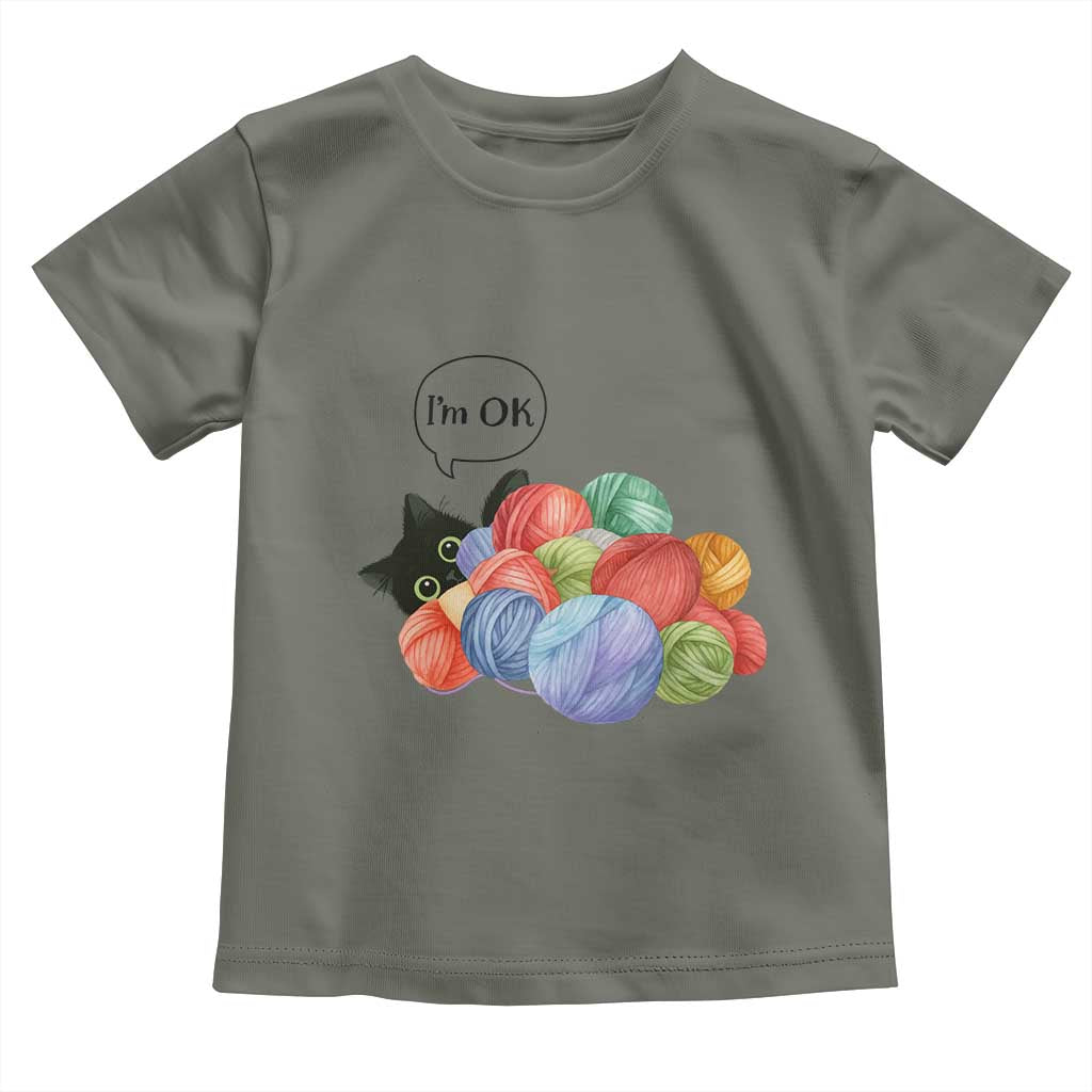 I’m OK Toddler T Shirt Cat Tangled In Yarn Funny Crochet Gift - Wonder Print Shop