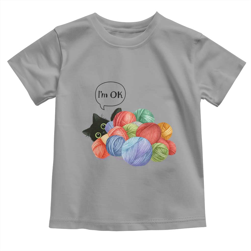 I’m OK Toddler T Shirt Cat Tangled In Yarn Funny Crochet Gift - Wonder Print Shop