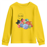 I’m OK Youth Sweatshirt Cat Tangled In Yarn Funny Crochet Gift - Wonder Print Shop