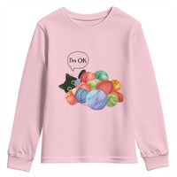 I’m OK Youth Sweatshirt Cat Tangled In Yarn Funny Crochet Gift - Wonder Print Shop