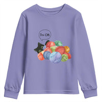 I’m OK Youth Sweatshirt Cat Tangled In Yarn Funny Crochet Gift - Wonder Print Shop