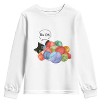 I’m OK Youth Sweatshirt Cat Tangled In Yarn Funny Crochet Gift - Wonder Print Shop