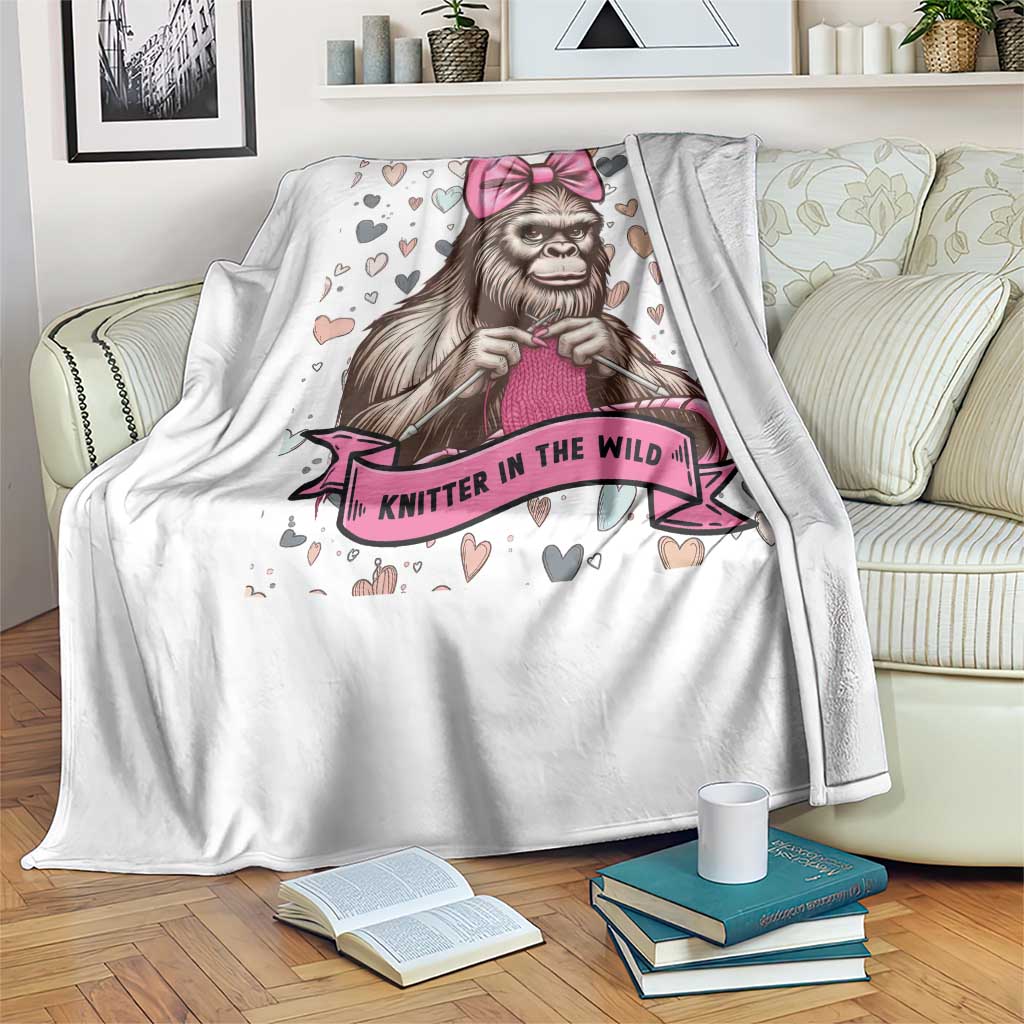 Funny Bigfoot Knitting Throw Blanket Knitter In The Wild - Wonder Print Shop