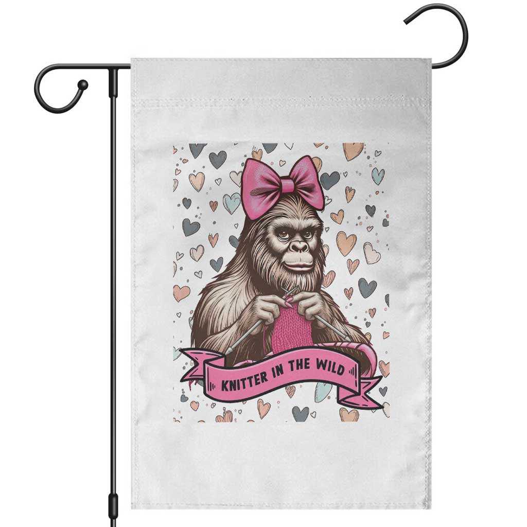 Funny Bigfoot Knitting Garden Flag Knitter In The Wild - Wonder Print Shop