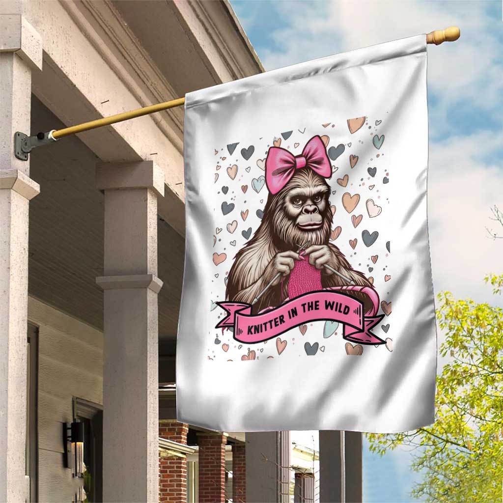 Funny Bigfoot Knitting Garden Flag Knitter In The Wild - Wonder Print Shop