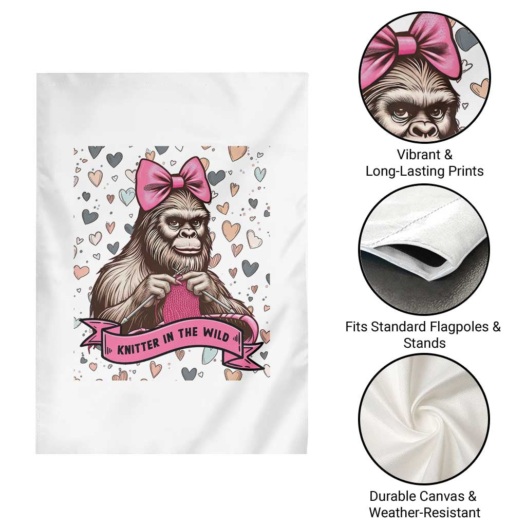 Funny Bigfoot Knitting Garden Flag Knitter In The Wild - Wonder Print Shop