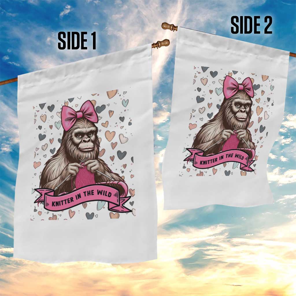 Funny Bigfoot Knitting Garden Flag Knitter In The Wild - Wonder Print Shop