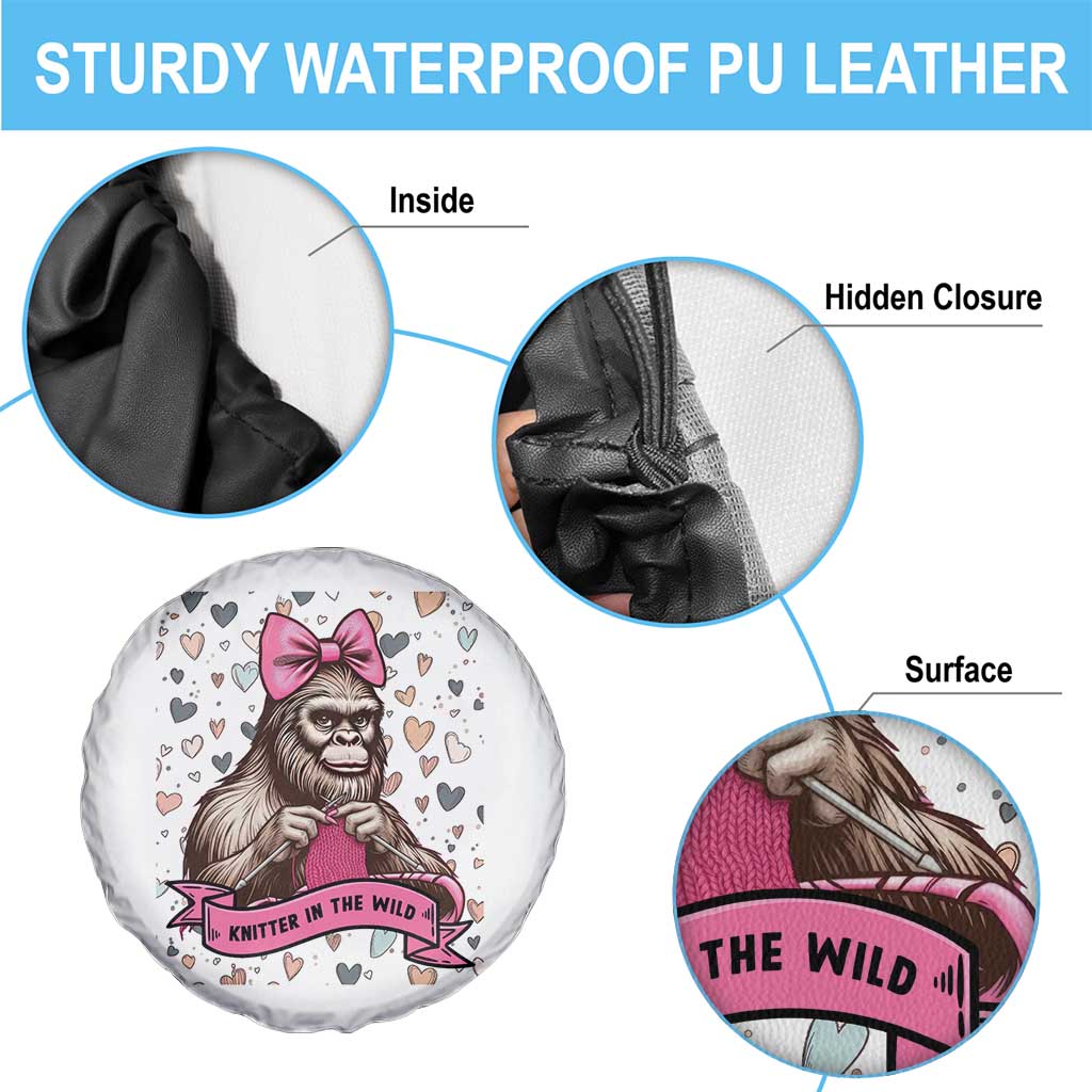Funny Bigfoot Knitting Spare Tire Cover Knitter In The Wild - Wonder Print Shop