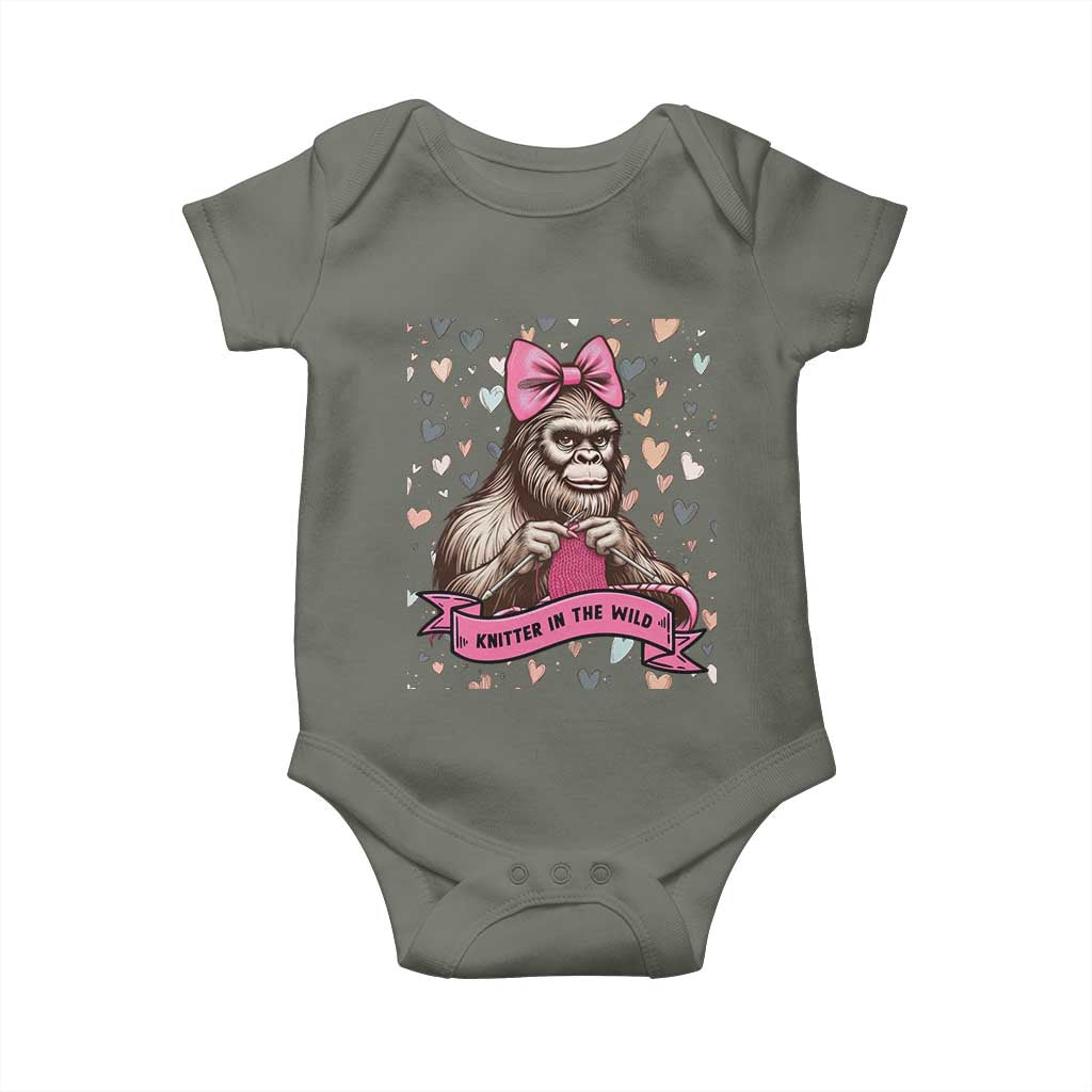 Funny Bigfoot Knitting Baby Onesie Knitter In The Wild - Wonder Print Shop