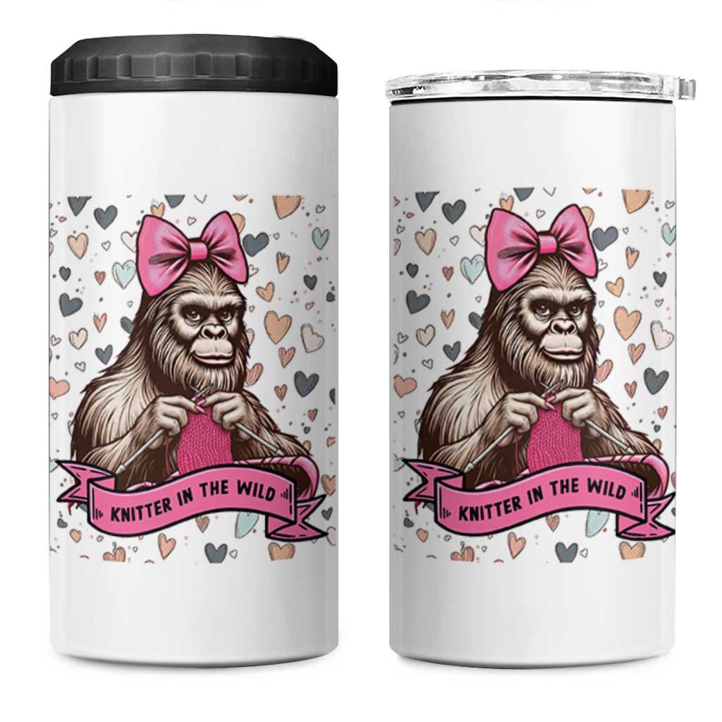 Funny Bigfoot Knitting 4 in 1 Can Cooler Tumbler Knitter In The Wild - Wonder Print Shop