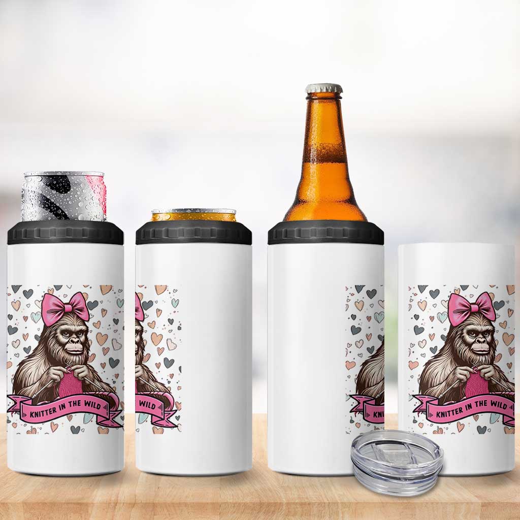Funny Bigfoot Knitting 4 in 1 Can Cooler Tumbler Knitter In The Wild - Wonder Print Shop