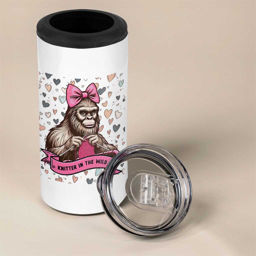 Funny Bigfoot Knitting 4 in 1 Can Cooler Tumbler Knitter In The Wild - Wonder Print Shop