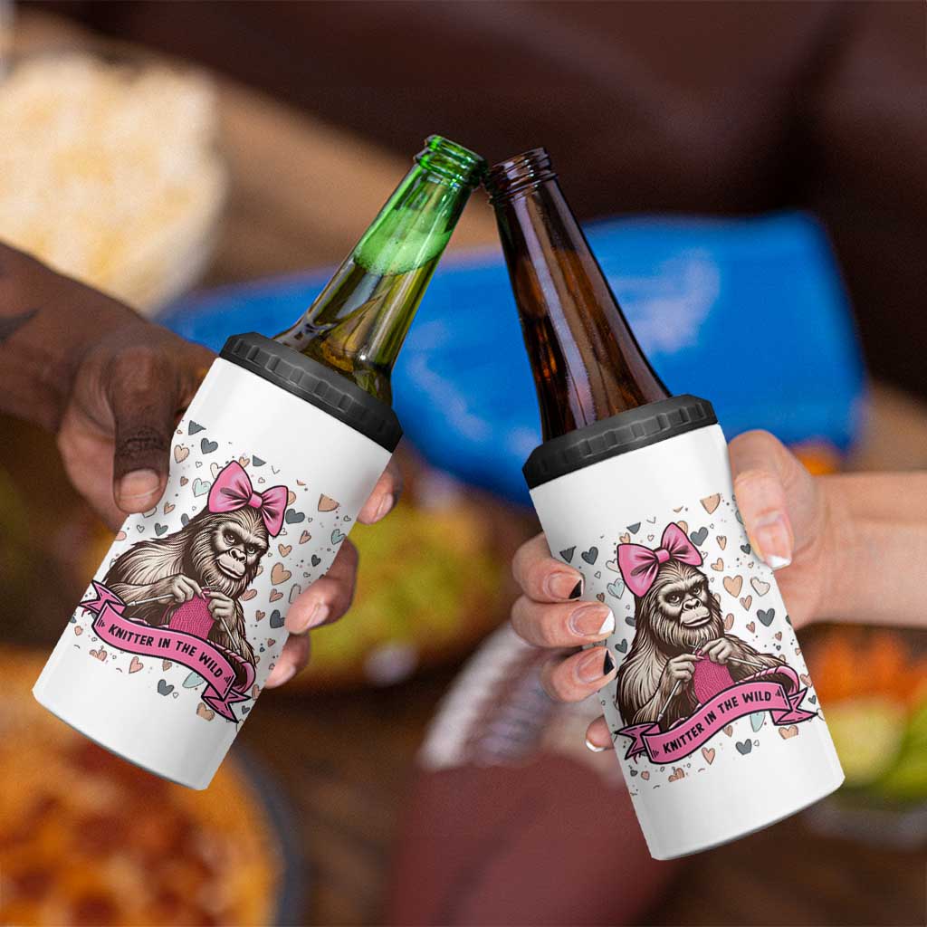 Funny Bigfoot Knitting 4 in 1 Can Cooler Tumbler Knitter In The Wild - Wonder Print Shop