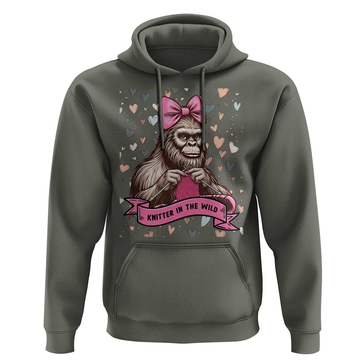 Funny Bigfoot Knitting Hoodie Knitter In The Wild - Wonder Print Shop