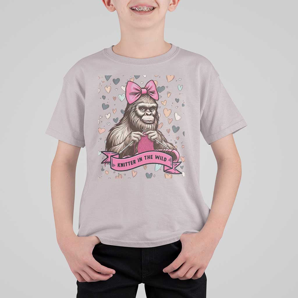 Funny Bigfoot Knitting T Shirt For Kid Knitter In The Wild - Wonder Print Shop