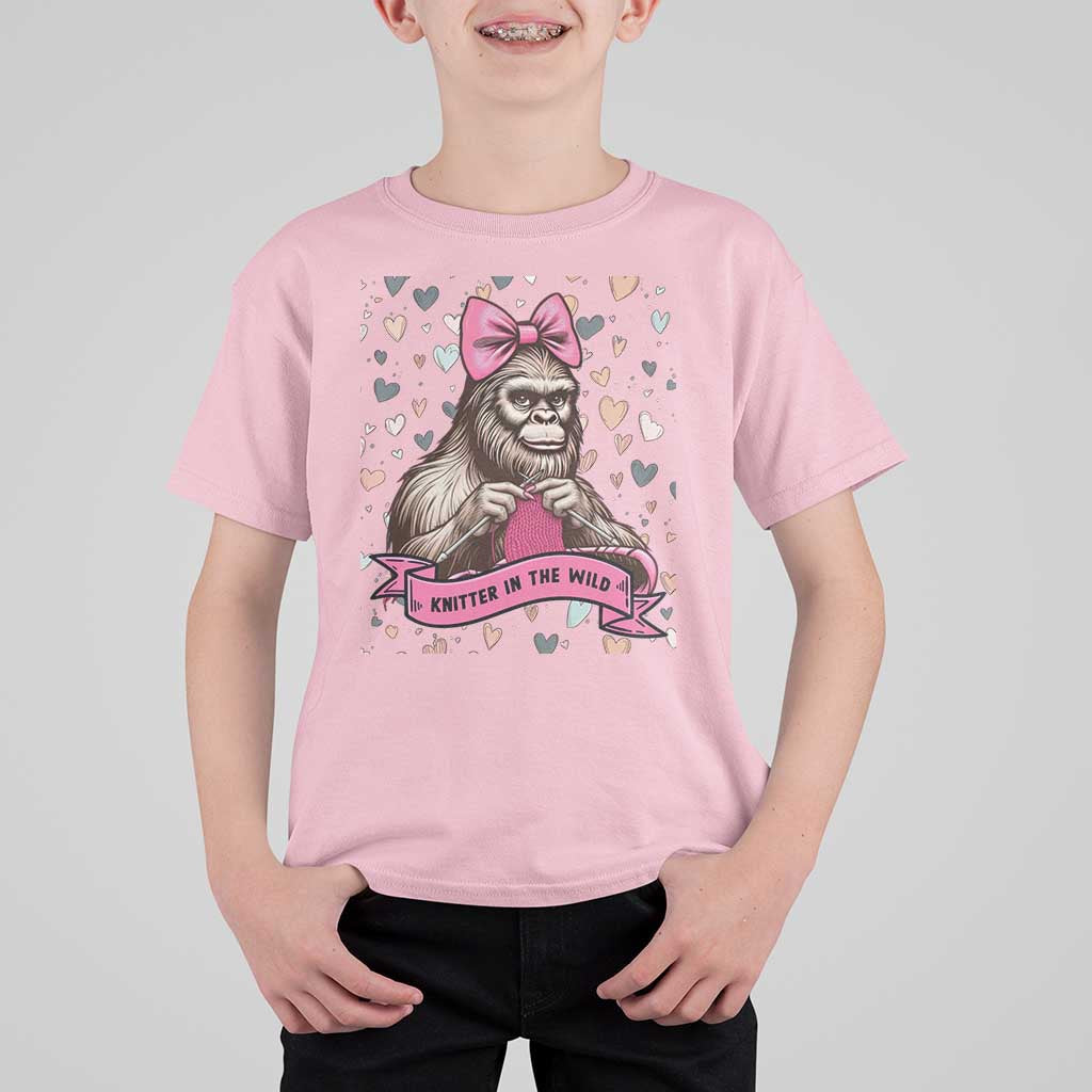 Funny Bigfoot Knitting T Shirt For Kid Knitter In The Wild - Wonder Print Shop