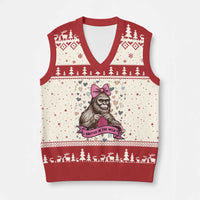 Funny Bigfoot Knitting V-Neck Knit Sweater Vest Knitter In The Wild - Wonder Print Shop