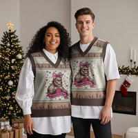 Funny Bigfoot Knitting V-Neck Knit Sweater Vest Knitter In The Wild - Wonder Print Shop