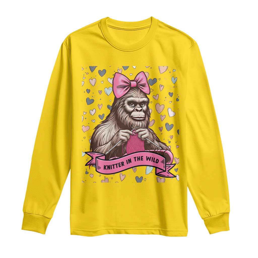 Funny Bigfoot Knitting Long Sleeve Shirt Knitter In The Wild - Wonder Print Shop