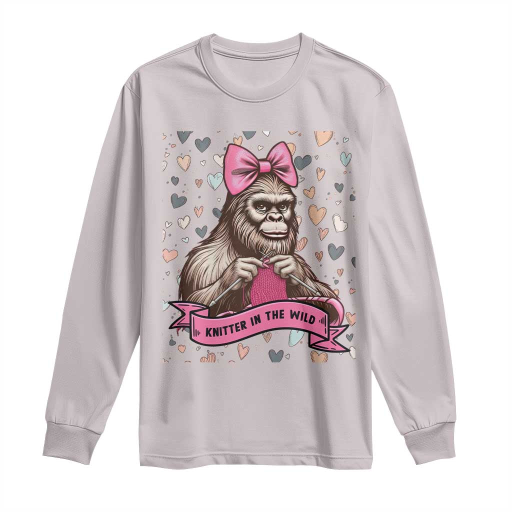 Funny Bigfoot Knitting Long Sleeve Shirt Knitter In The Wild - Wonder Print Shop