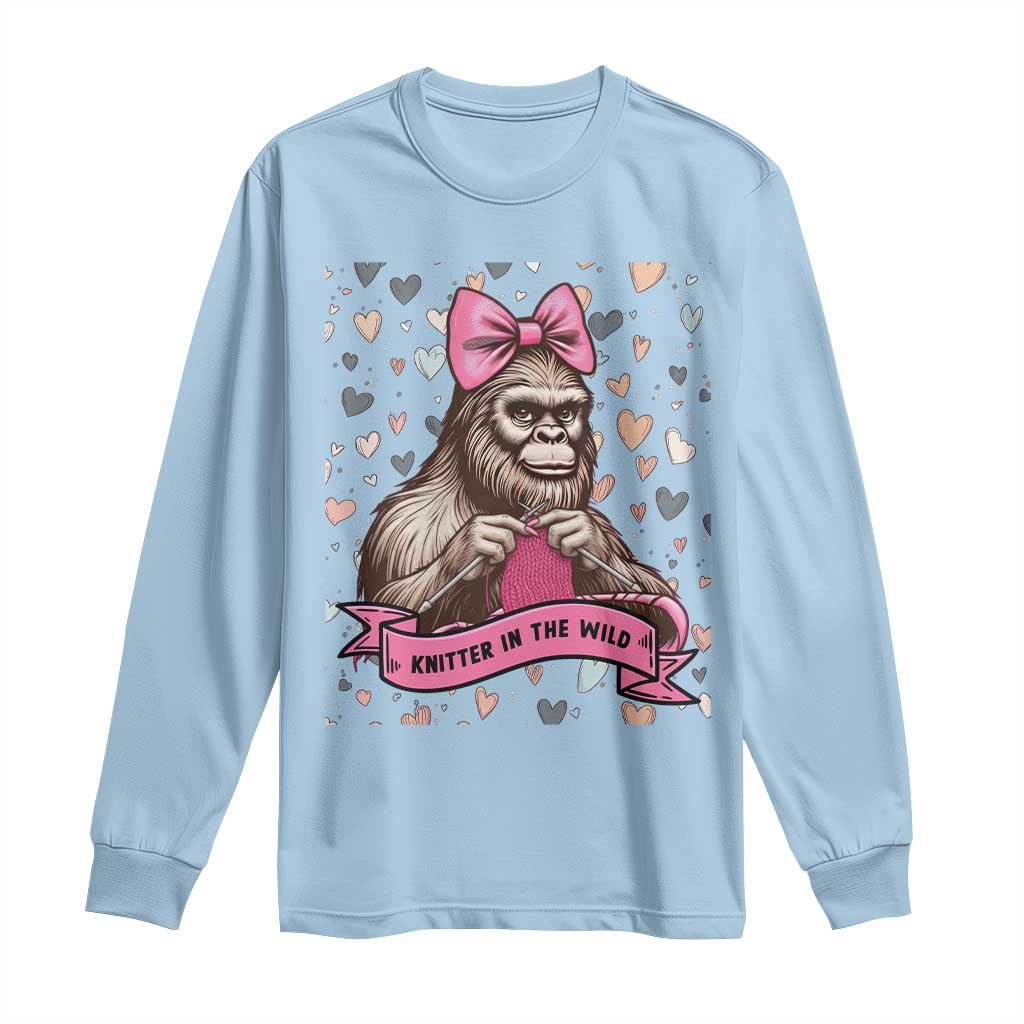 Funny Bigfoot Knitting Long Sleeve Shirt Knitter In The Wild - Wonder Print Shop