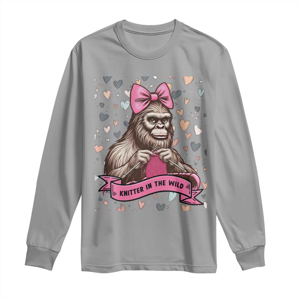 Funny Bigfoot Knitting Long Sleeve Shirt Knitter In The Wild - Wonder Print Shop