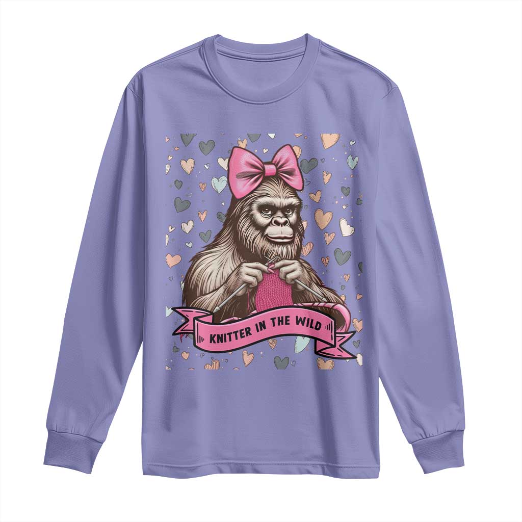 Funny Bigfoot Knitting Long Sleeve Shirt Knitter In The Wild - Wonder Print Shop