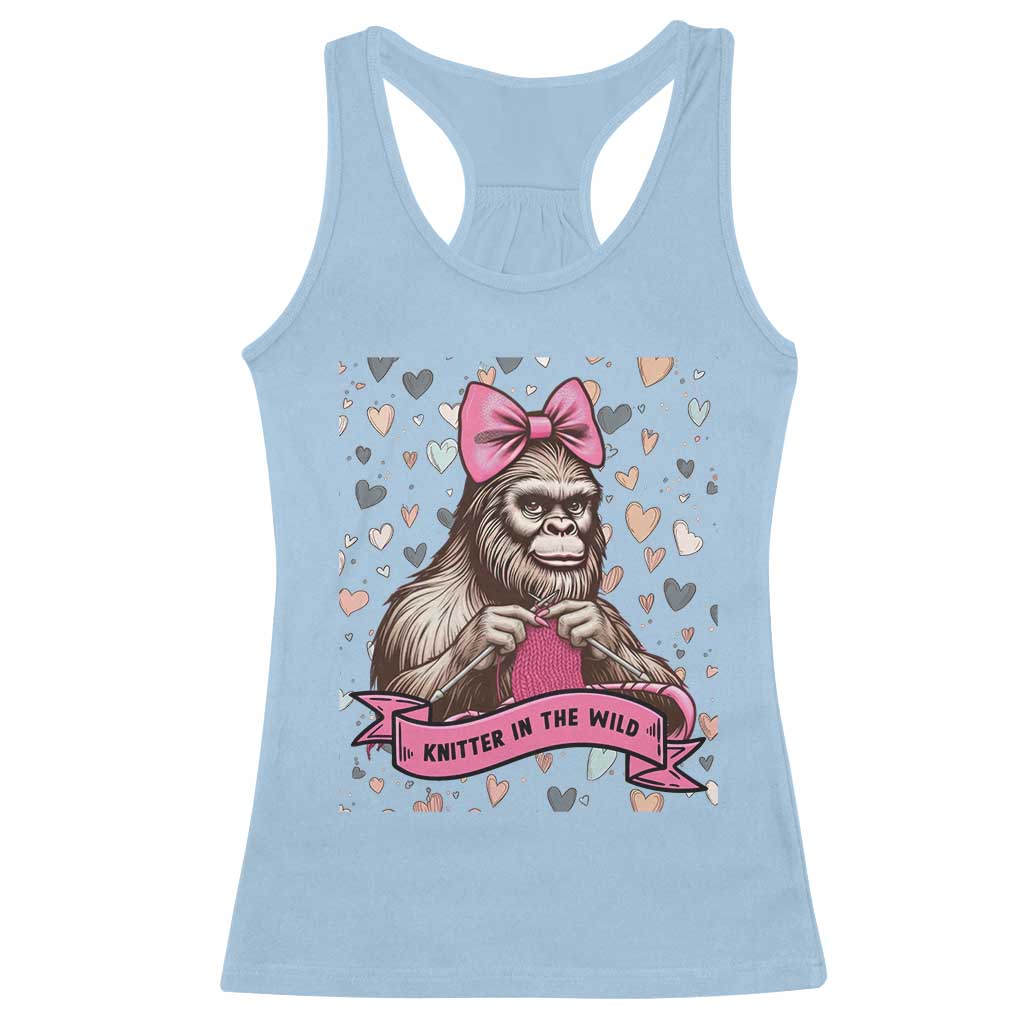 Funny Bigfoot Knitting Racerback Tank Top Knitter In The Wild - Wonder Print Shop