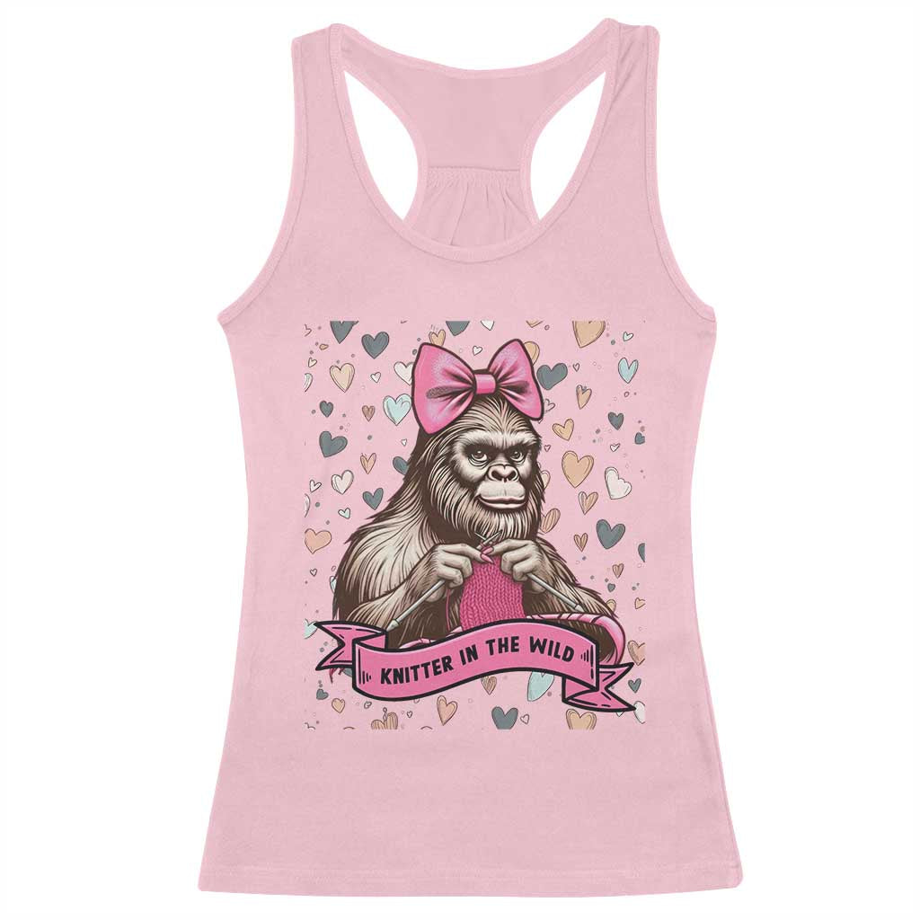 Funny Bigfoot Knitting Racerback Tank Top Knitter In The Wild - Wonder Print Shop